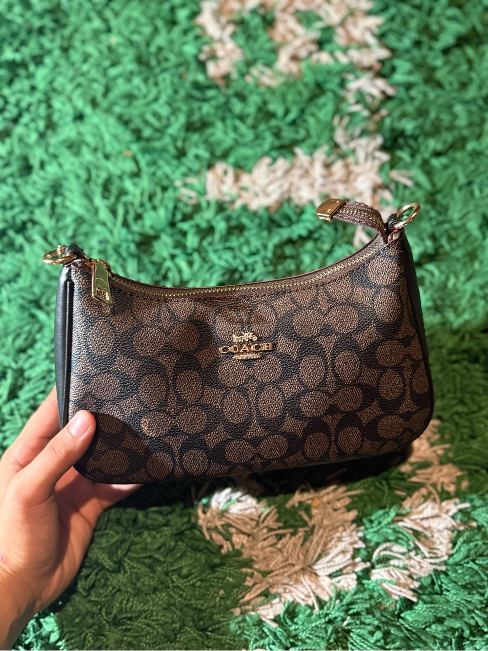 Coach Signature Mini Shoulder Bag in Brown/Black